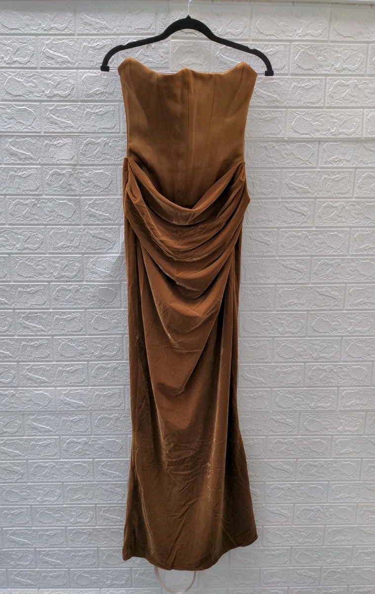 New House Of CB Persephone Coffee Velvet Strapless Corset Maxi Dress Sz S |  eBay