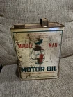 Vintage Minute Man Motor Oil Can 2 Gallon Gas Sign Advertising Tin New York Pump