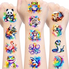 Watercolor Animals Temporary Tattoo for kids - 60pcs Temporary for Girls Boy...