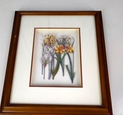 Paper Tole 3D Diorama Art Shadow Box Wild Floral Picture Framed 15'' x 13''