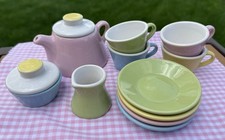 Ikea DUKTIG Children's Pastel 13 Piece Ceramic Coffee Tea Set W/ Creamer Sugar