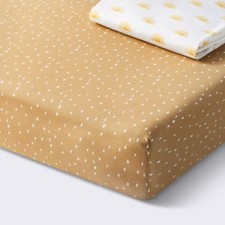 2pk Fitted Cotton Blend Jersey Crib Sheets - Sun Dashes