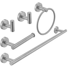 BWE 5-Piece Bath Hardware with Towel Bar Towel Hook Toilet Paper Holder