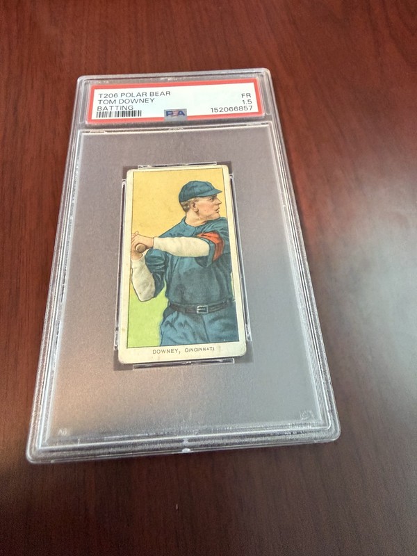 1909-1911 T206 Polar Bear Batting Tom Downey Rookie Card. PSA 1.5