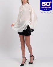 RRP€145 LIU JO Top IT44 US8 UK12 L Silk Blend Long Sleeves Mandarin Collar