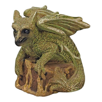 Vtg Stone Critters Gargoyle Figurine Dragon w/Treasure | United Design UDC DnD