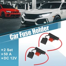 2 Set DC 12V 10 Gauge Car ATC Blade Style Inline Fuse Holder with 50A Fuse