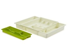 Image of Expandable  Adjustable Plastic Cutlery Tray HOLDER  9 Compartme Drawer Organiser