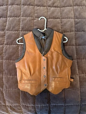 Chaleco Schott NYC Vintage Plumón/Cuero Para Mujer Western Ski Snowboard Montar - Imagen 1 de 4