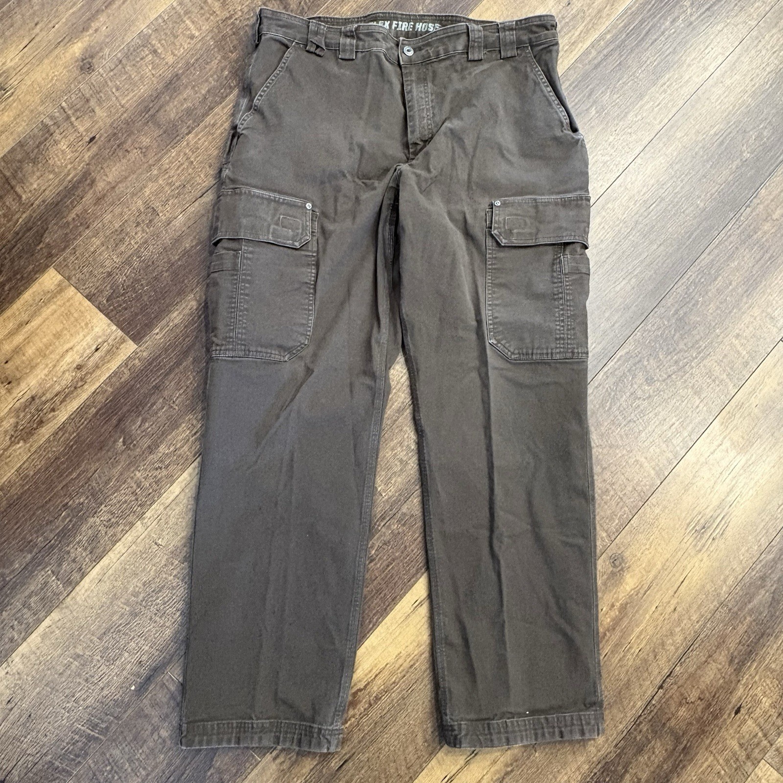 Duluth Trading Co Flex Fire Hose Pants Brown Cargo Canvas Workwear Men’s 42x34