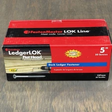 NEW!! FastenMaster LedgerLOK Flat Head 5” Structural Wood Deck Screw (50 Pack)