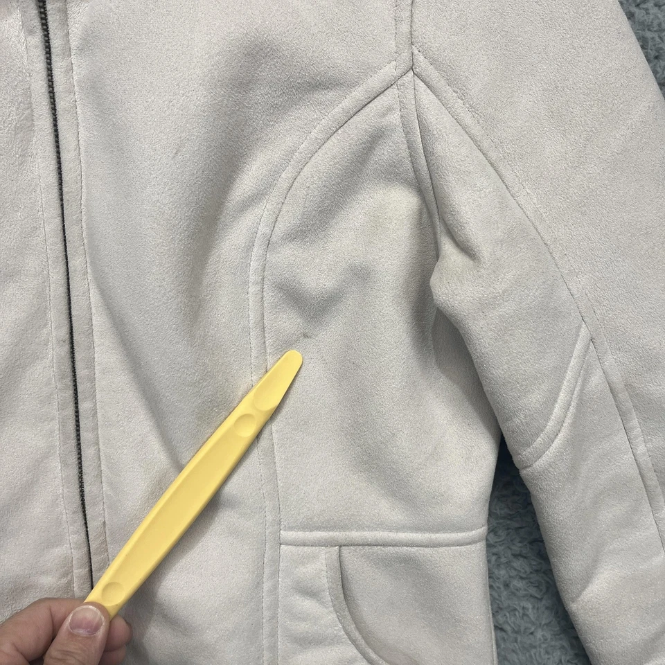 Harley-Davidson Jacket Womens Medium Cream Sherpa Lined Faux Suede Zip Biker - Image 3 of 4