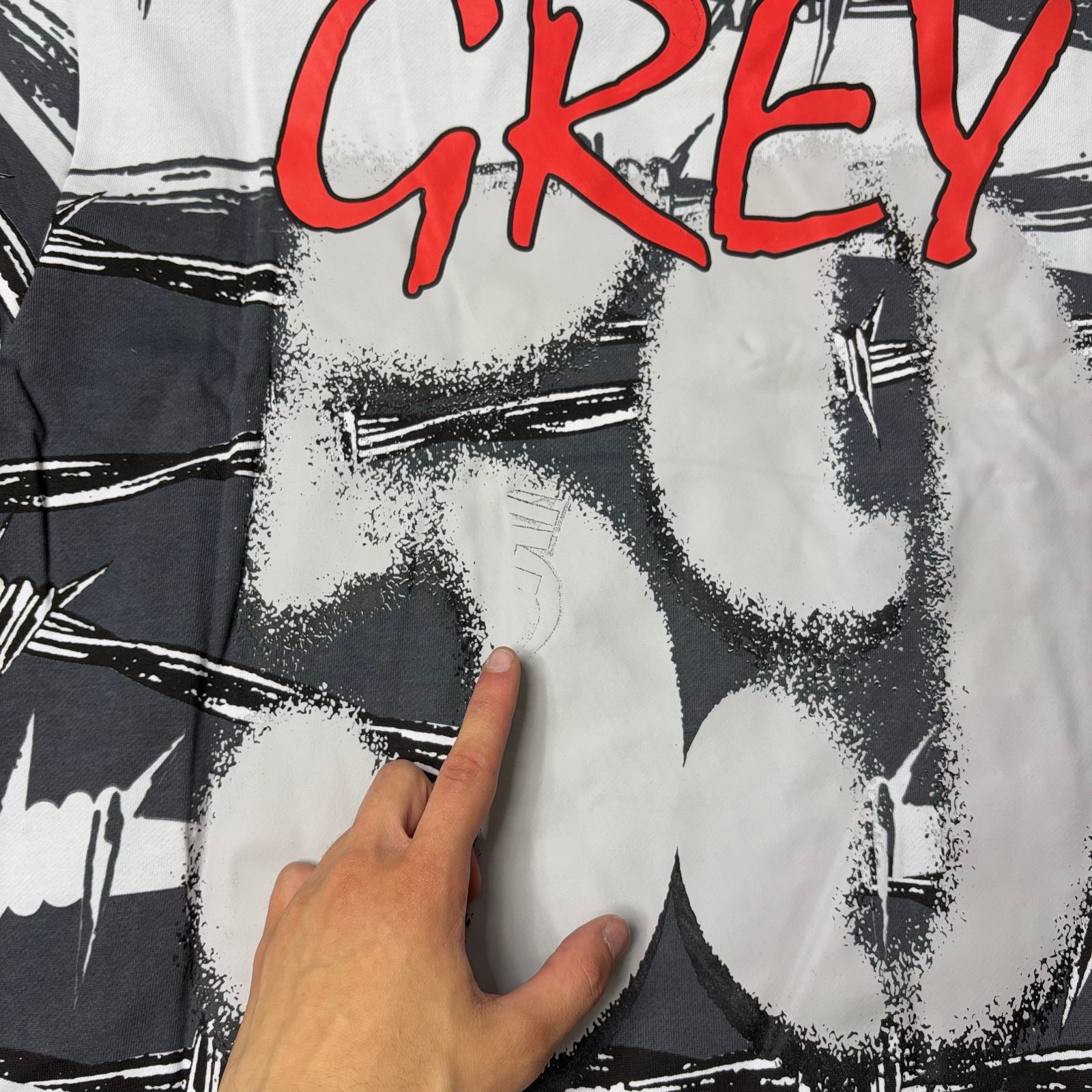 G59 Crewneck Sweatshirt Mens Large Red Gray Throttle $uicideboy$ *READ