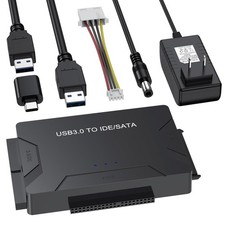 Hard Drive Reader USB 3.0  Type C to SATA IDE Adapter, Internal Data Black