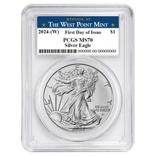 2024 (W) $1 American Silver Eagle PCGS MS70 FDOI West Point Label