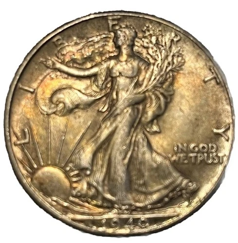 1940-P Walking Liberty Half. BU Toned!!Nice Eye Appeal Strong Strike