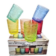 BICCHIERI VETRO TUMBLER CONF. 6 pezzi CL.30 IMPERIAL colori assortiti