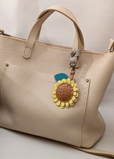 Leather Sunflower Keychain Purse Flair Charm