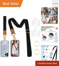 Phone Lanyard Crossbody Wrist Strap, Black Cell Phone Lanyards for around the...