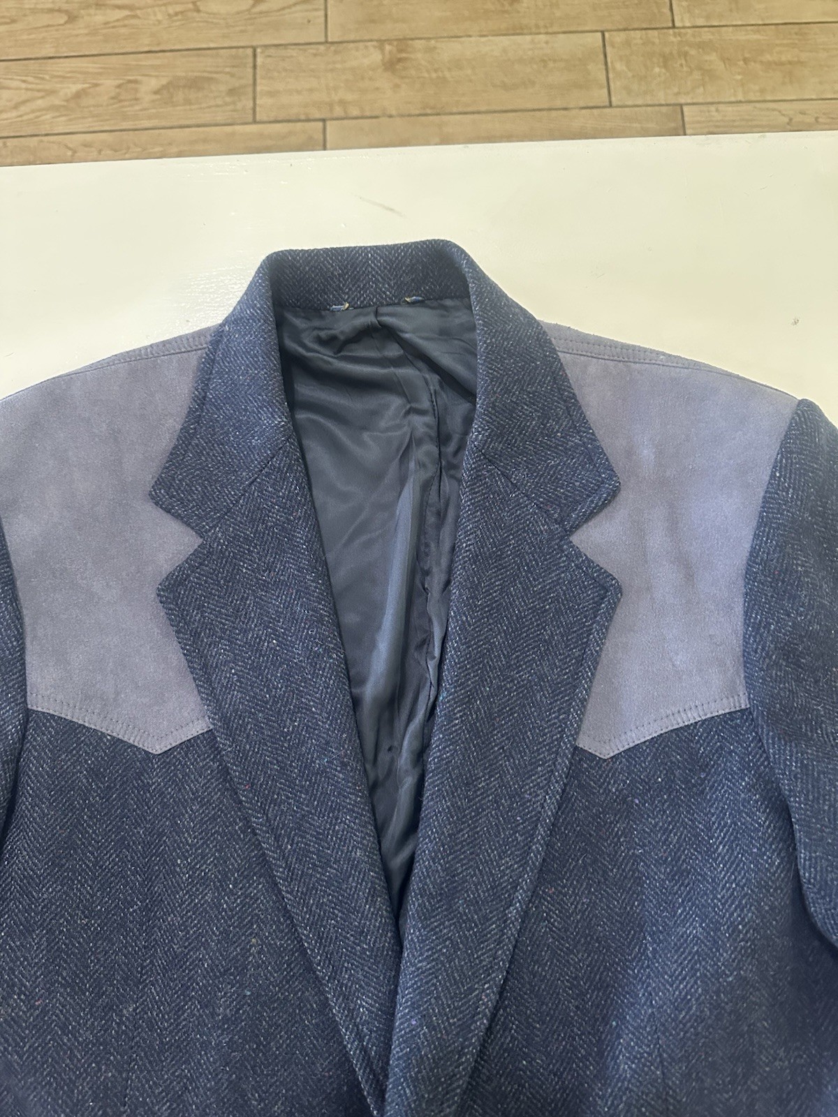 Men’s Pendleton Wool Two Button Navy Blue Herring… - image 1