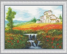 Counted cross stitch kit DIY unprinted canvas Source castle field Needlework 037