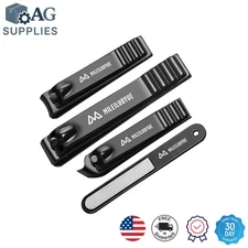4-Piece  Nail Clippers Set - Black Stainless Steel Gift for Men & Women