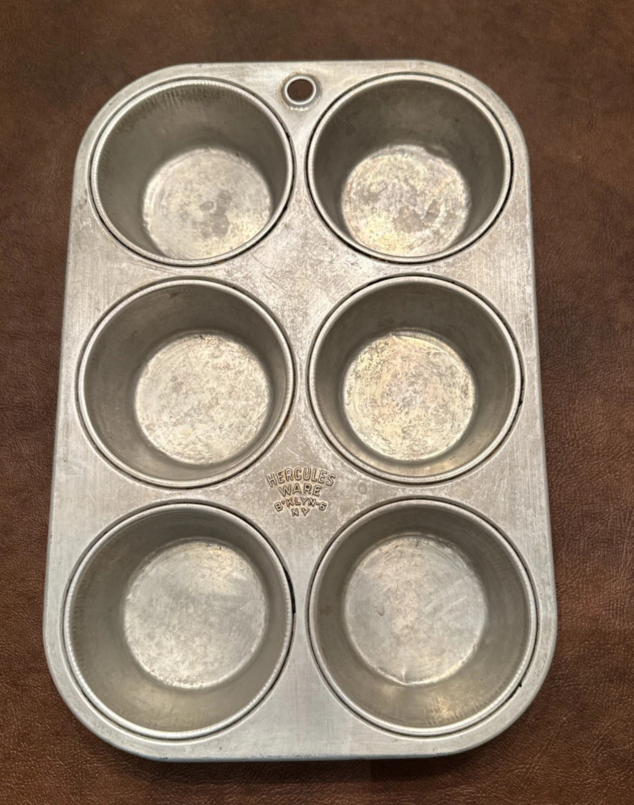 Vintage Hercules Ware B’klyn 6 NY Aluminum Muffin Cupcake Pan 6 Slot