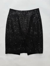 Calvin Klein Collection Black Wool Sequin Glitter Pencil Skirt 8 The Row Corinna
