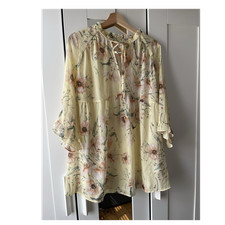 H&M Mama Maternity Blouse Floral Yellow Multicoloured 3/4 Sleeve Size M