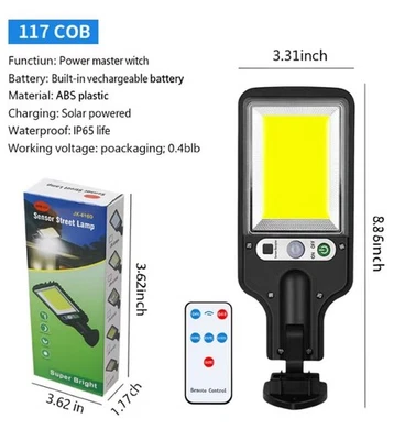 1200W LED Solar Flood Light Motion Sensor Security Wall Street Yard Outdoor Lamp