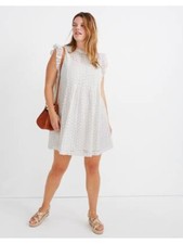 KENSIE DRESSES Womens White Lined Back Flutter Sleeve Shift Dress 4