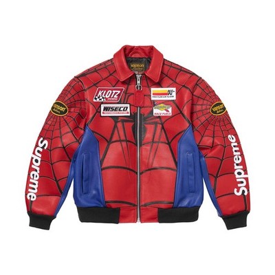 Men's Sup rme / Van sn Leathers Spider-Man Cowhide Leather  Jacket