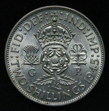 1945 George VI FLORIN, Bare Head Silver Coin - UNC Uncirculated with Lustre