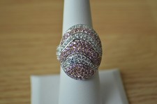 3.15ct Madagascar Pink Sapphire / Zircon Ring Rhodium over Fine Silver Size 7