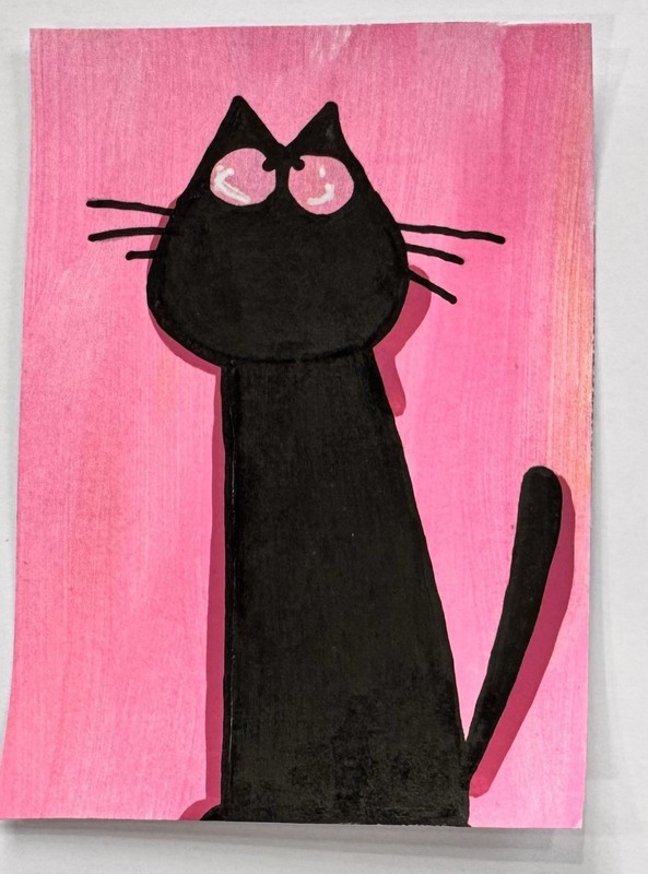 ACEO Set Card Pink And Prowling Series 1 Of 2 By Britney B Acrylic Cat
