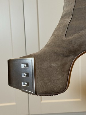 Rick Owens Suede Platform Kiss Heel Boots | eBay