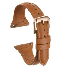 Genuine Leather Watch Band 20mm Quick Release Strap Orange Brown/Rose Golden