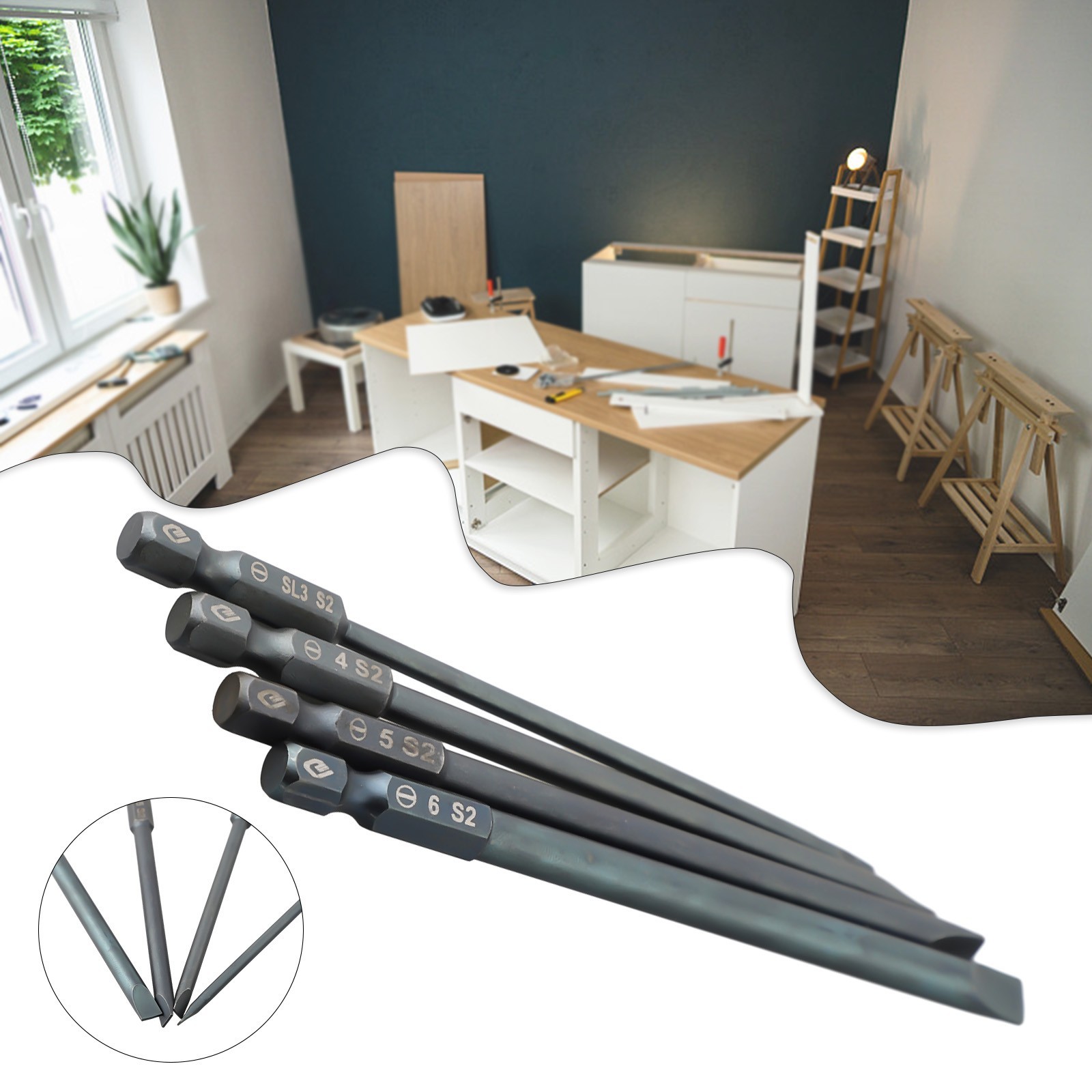 Blue Slotted Tip Screwdriver Bit Rust Resistant DIY Furniture Installation