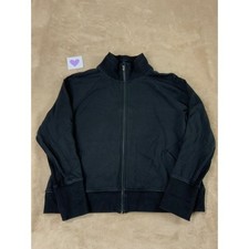 Athleta Ribbed Full Zip Jacket Womens Plus size 1X Black Stretch gym workout EUC