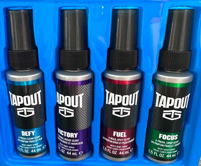 4 Bottles Tapout FUEL VICTORY Defy FOCUS for Men Body Spray 1.5 oz 44 ml NO BOX