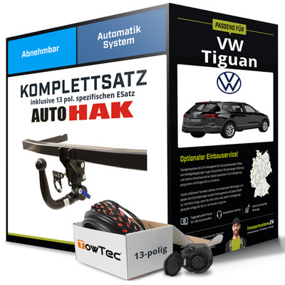 Für VW Tiguan Typ AD1 Anhängerkupplung abnehmbar +eSatz 13pol 2016 - jetzt NEU