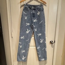 Playboy x PacSun Straight Leg 90s Jeans Playboy Bunny Print On Denim Size 27