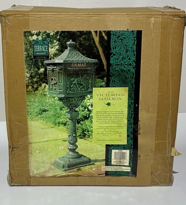 VICTORIAN STYLE CAST IRON OUTDOOR MAILBOX New Discontinued Terrence Accents, NIB