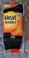 Heat Holders Thermal Socks Black/Charcoal Striped Women's 5-9 Men's 4-8 NWT