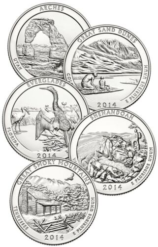 2014 S America The Beautiful Quarters 5 Coin Set - Picture 1 of 2