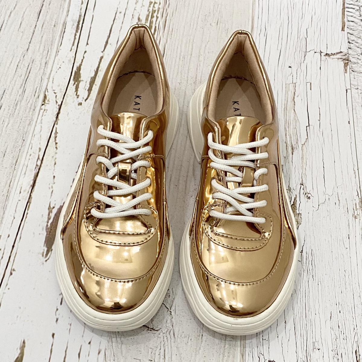 Katy Perry The Vandall Rose Gold Metallic Sneaker 90's Dad