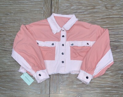 SO CHIC BOUTIQUE Women s Color Block Jacket Size Small Orange Coral Pink