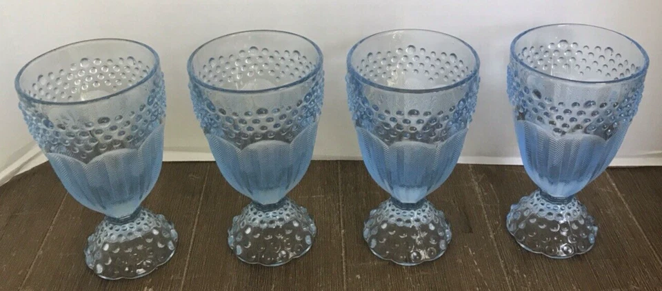 Gorham кристалл Эмили чердак синий лед чай стаканы Hobnail елочка 60-х - Изображение 2 из 4