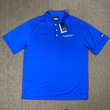 Nike Golf Polo Shirt Mens Large Dri-Fit Short Sleeve Blue Pearl Logo Buttons