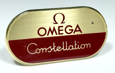 Omega Plaque CONSTELLATION Vintage Display Gold Stahl Co-Axial Quartz Master /